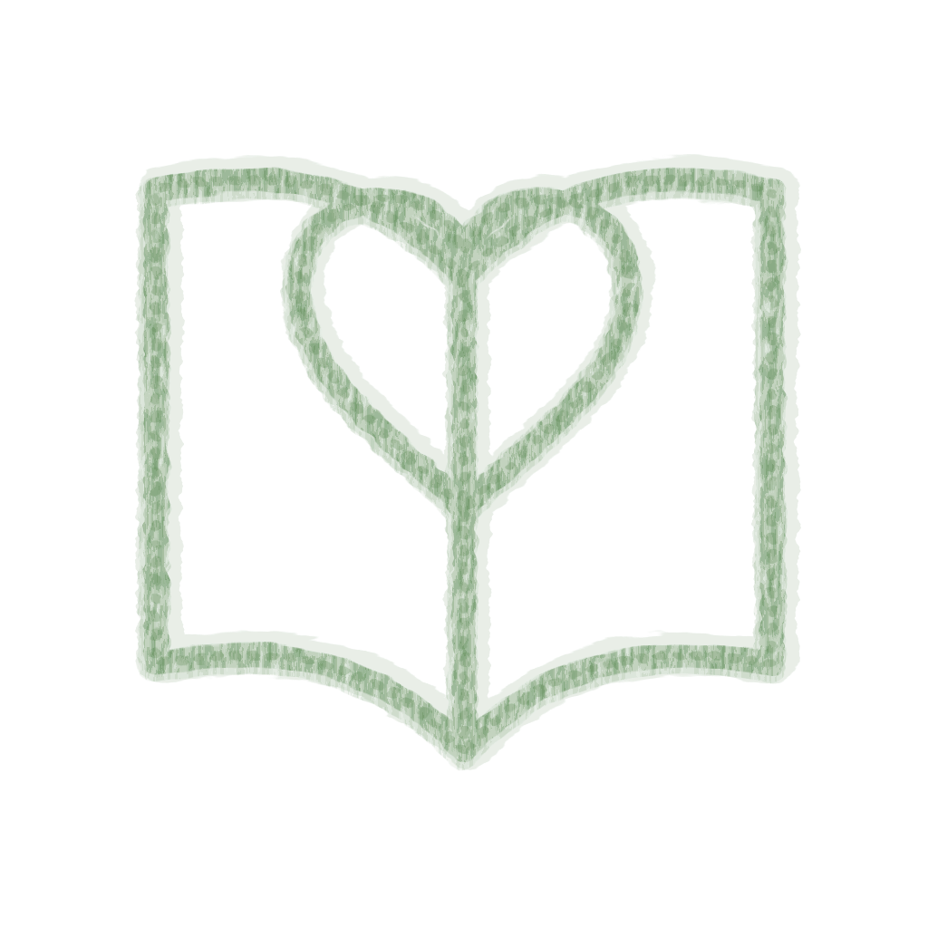 Chalk-style Book Heart Green icon