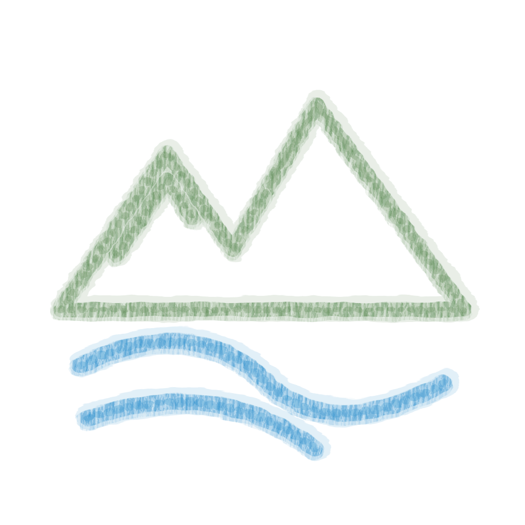 Camp Sisol chalk-style Mountains River Multi icon