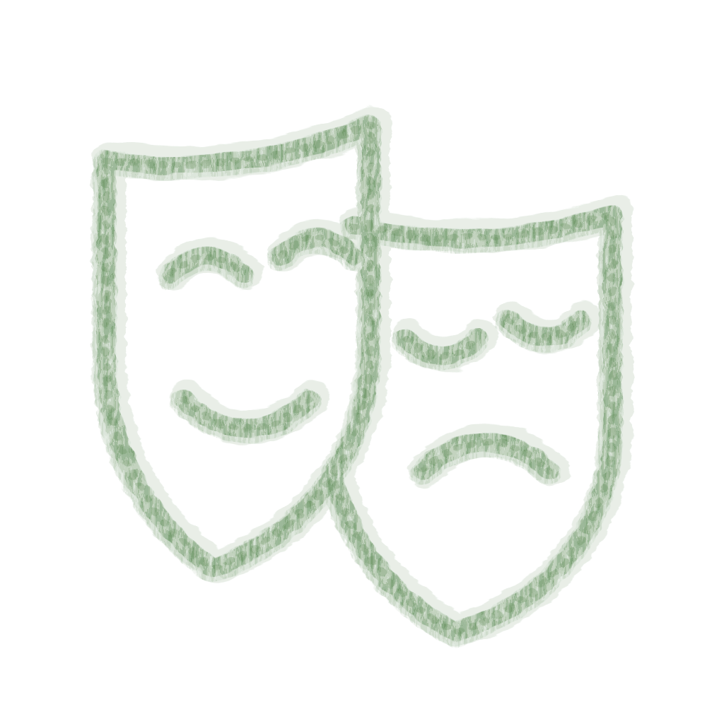 Chalk-style Theatre Masks Green icon