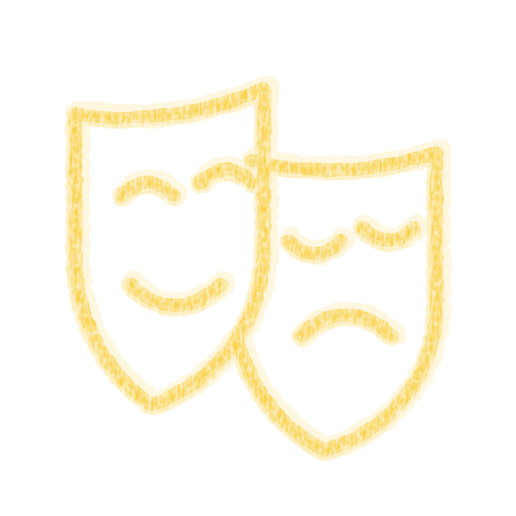 Chalk-style Theatre Masks Yellow icon